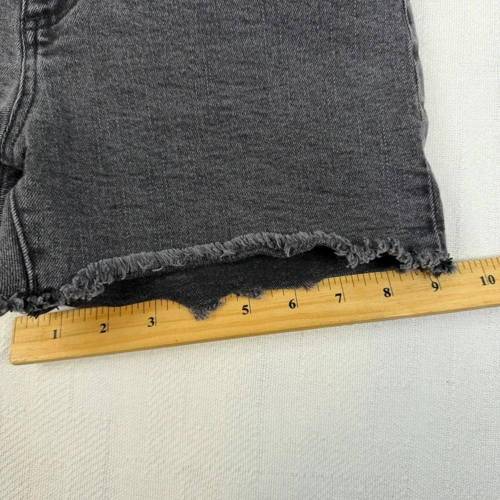 Jennifer Lopez Womens High Rise Denim Shorts Washed Black Raw Hem Size 2